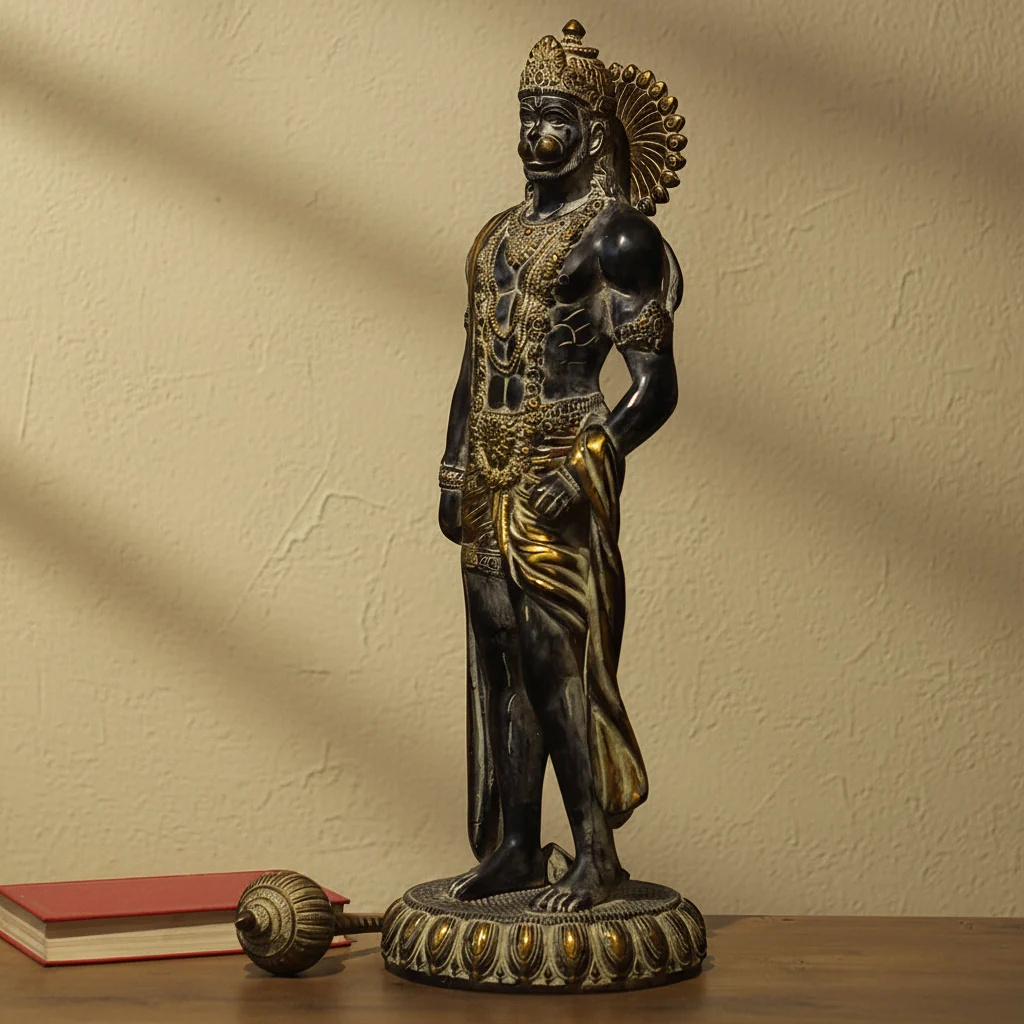 ब्रासोरा® वृंदावन वेणुगोपाल कृष्ण पीतल की प्रतिमा मोर के साथ | एंटीक नीला और सुनहरा रंग | ऊँचाई 20 इंच