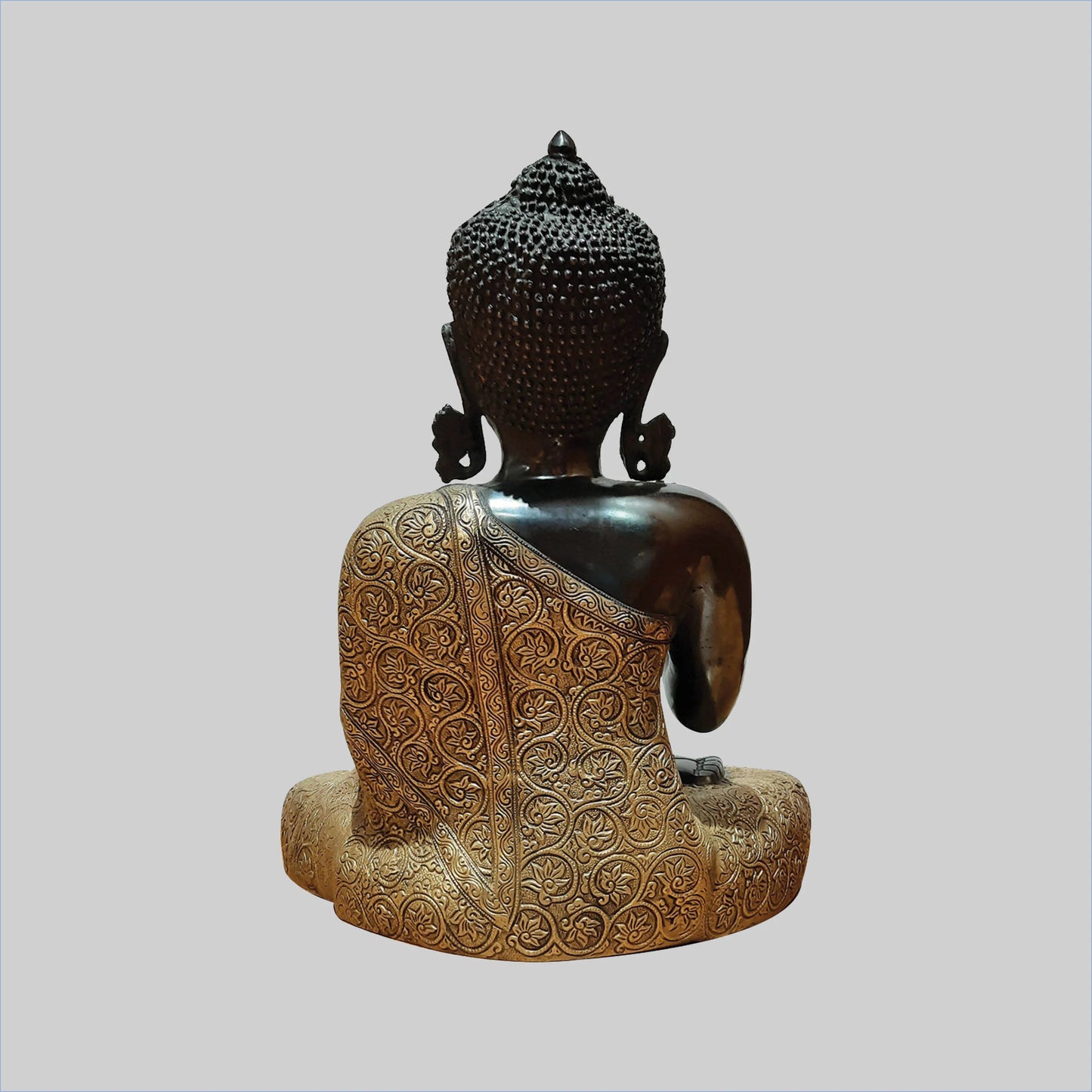 Brassaura® Buddha in Aashirwad Mudra | Black & Golden Finish Brass Statue | Height 17 Inches & Weight 18 Kgs