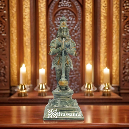 Brassaura™ Brass Hanuman Idol with Fine Detailing – Height 16 Inches & Weight 4.8 Kgs