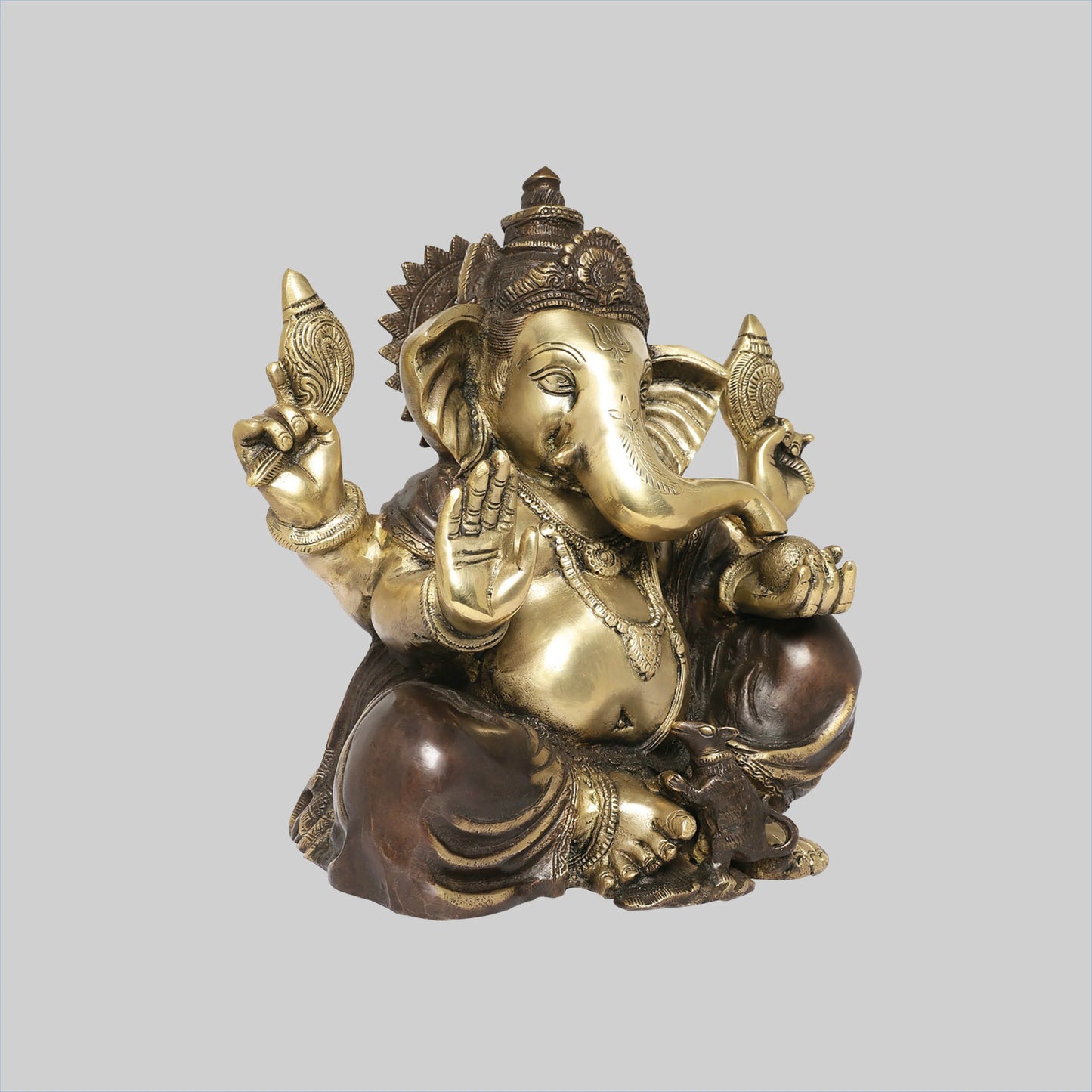 Brassaura® Panchmukhi Ganesha Statue | Antique Dual-Tone Brass Sculpture | Height 13 Inches & Weight 10.9 Kgs