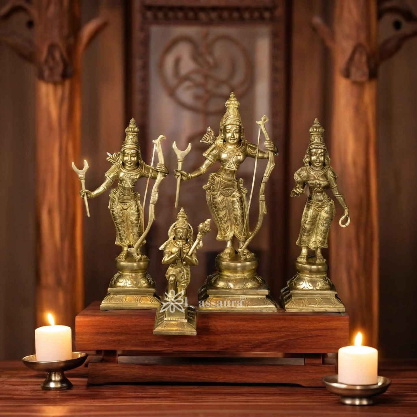 Brassaura™ Brass Ram Darbar Idol –  Weight 13 Kgs | Perfect for Home Temple & Meditation Space