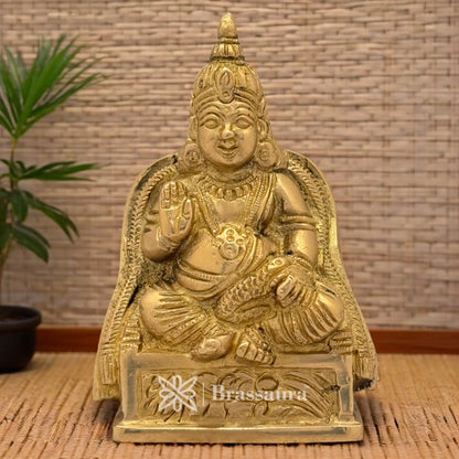 Brassaura™ Brass Kuber Idol – Height 4.8 Inches & Weight 0.850 Kgs | Home Temple & Spiritual Décor