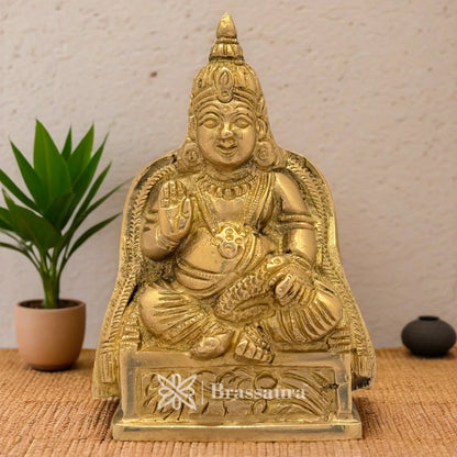 Brassaura™ Brass Kuber Idol – Height 4.8 Inches & Weight 0.850 Kgs | Home Temple & Spiritual Décor
