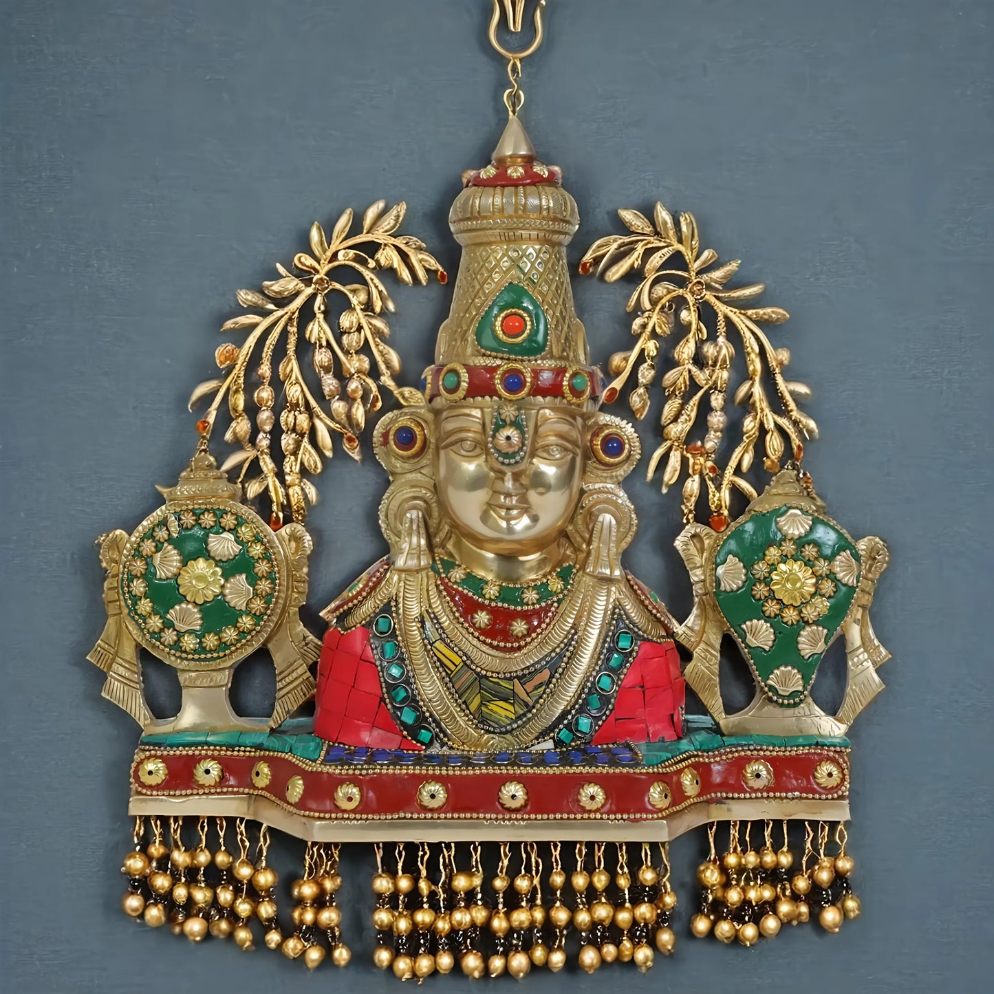 Brassaura™ Decorative Brass Gem Stone Work Bala Ji Wall Hanging – Height 10.2 Inches & Weight 2.55 Kgs | Home & Temple Décor