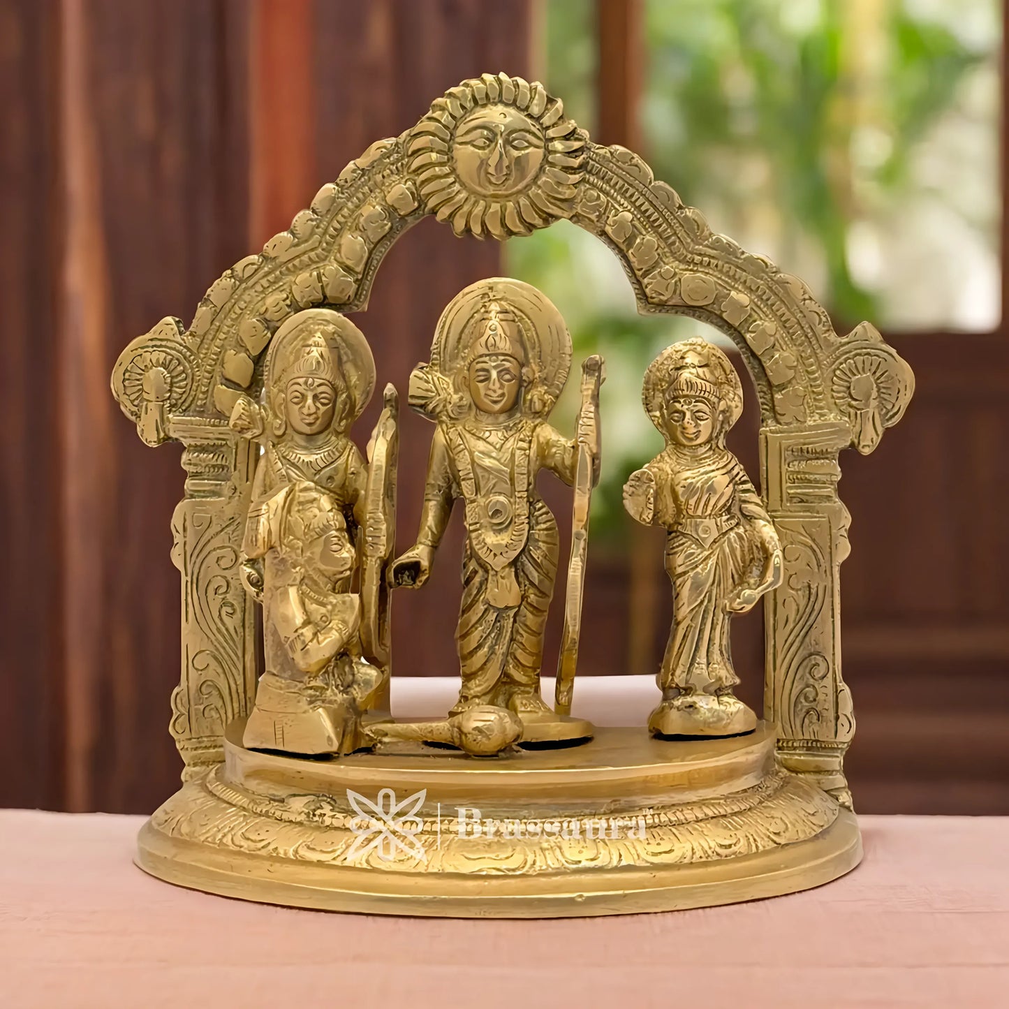 Brassaura™ Brass Ram Darbar Idol – Height 7 Inches & Weight 1.8 Kgs | Symbol of Devotion & Harmony for Home Temple