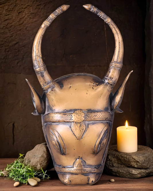 Brassaura™ Vintage Brass Cow Head Wall Hanging – Height 12.2 in, Weight 3 kg – Antique Finish