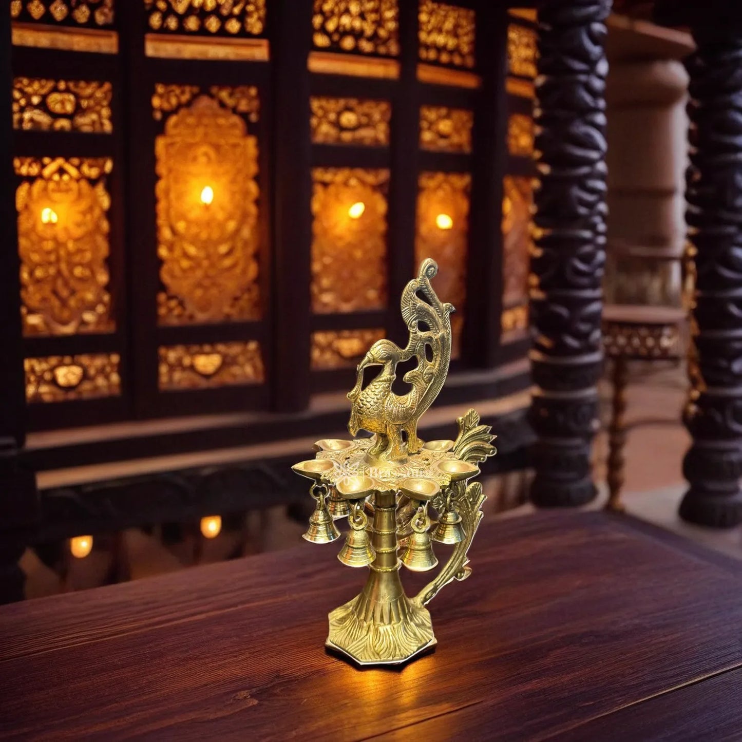 Brass Diya with Stand for Home and Decor Weight 2.2 Kg Height 12 inche