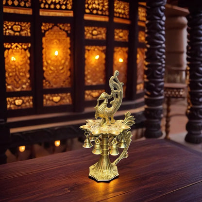 Brass Diya with Stand for Home and Decor Weight 2.2 Kg Height 12 inche