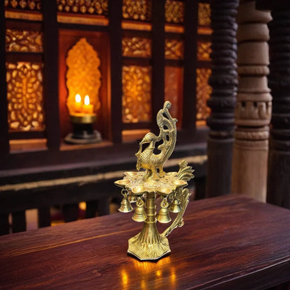 Brass Diya with Stand for Home and Decor Weight 2.2 Kg Height 12 inche