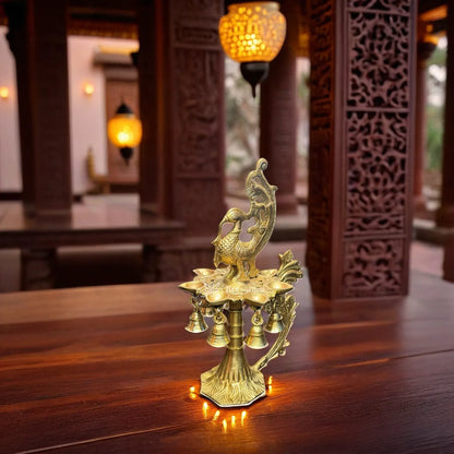 Brass Diya with Stand for Home and Decor Weight 2.2 Kg Height 12 inche