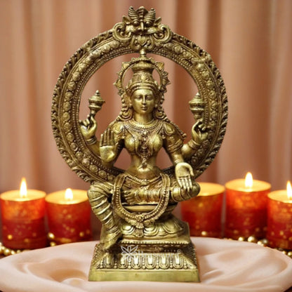 Brassaura™ Devotional Brass Laxmi Murti – Height 43 Inches & Weight 43 Kgs | Temple Statue