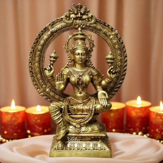 Brassaura™ Devotional Brass Laxmi Murti – Height 43 Inches & Weight 43 Kgs | Temple Statue