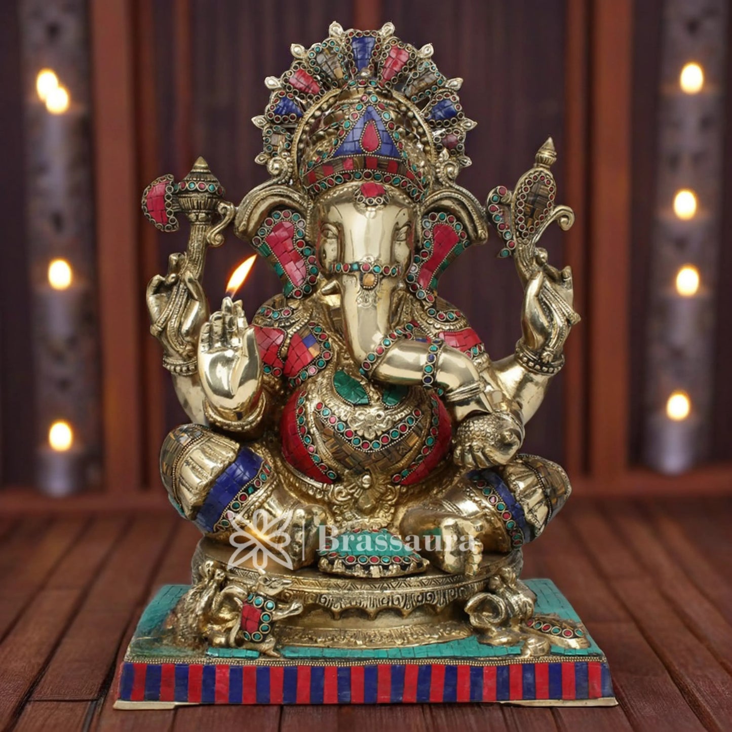 Brassaura™ Brass Ganesha Statue for Home Décor & Gift | Weight 25 Kgs | Height 22 Inches
