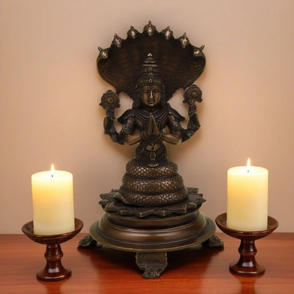 Brassaura™ Handcrafted Brass Patanjali Statue with Copper Finish | 11 Inches Height | 3.15 Kgs Weight | Symbol of Wisdom & Spiritual Growth