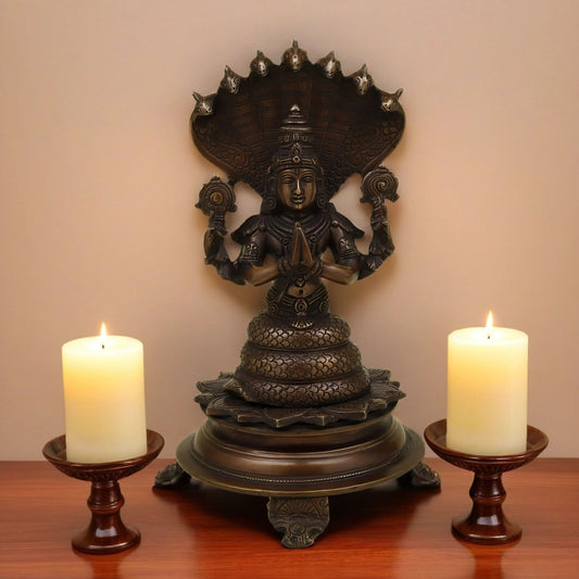 Brassaura™ Handcrafted Brass Patanjali Statue with Copper Finish | 11 Inches Height | 3.15 Kgs Weight | Symbol of Wisdom & Spiritual Growth
