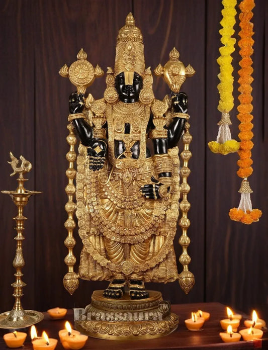 Brassaura™ Majestic Brass Lord Venkateshwara Idol – 48 Inches, 49 Kgs