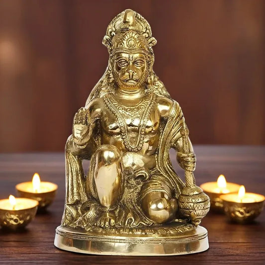 Brassaura™ Handcrafted Brass Hanuman Murti – Height 10.8 Inches & Weight 3.5 Kgs | Festive Use