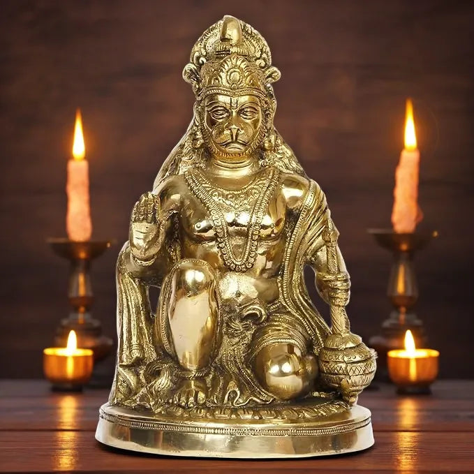Brassaura™ Handcrafted Brass Hanuman Murti – Height 10.8 Inches & Weight 3.5 Kgs | Festive Use
