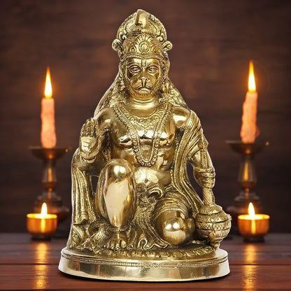 Brassaura™ Handcrafted Brass Hanuman Murti – Height 10.8 Inches & Weight 3.5 Kgs | Festive Use