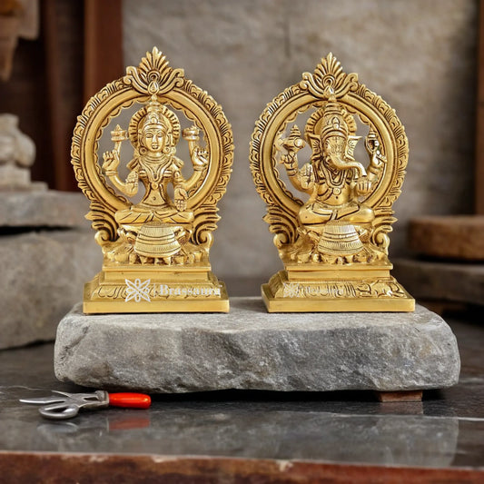 Brass Artistic Lakshmi Ganesh Height 7 Inches