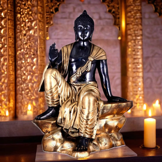 Brass Blessing Buddha For Home Decor Weight 45 kg & Height 30 Inch