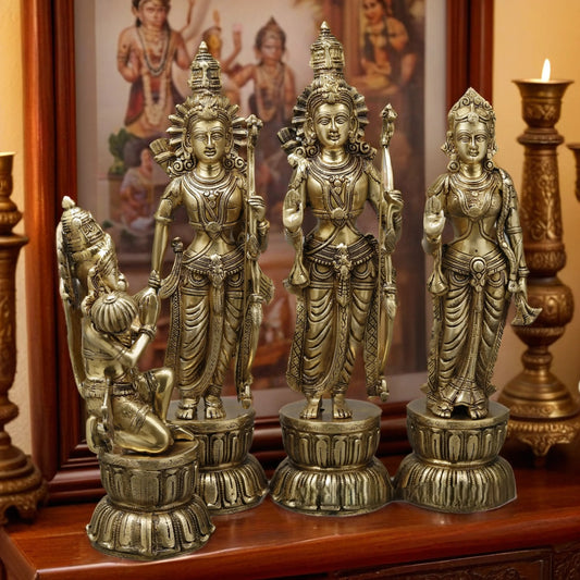 Brassaura™ Pure Brass Ram Darbar Set – 23 Inch Height, 30.630 Kg Weight – Handcrafted North Indian Idol Set