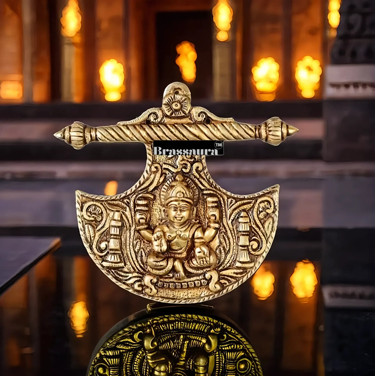 Brassaura™ Traditional Brass Goddess Lakshmi Wall Hanging – Height 8 Inches & Weight 3 Kgs