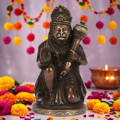 Brassaura™ Sacred Brass Hanuman Murti – Height 6.8 Inches & Weight 1 Kgs | Handcrafted Idol