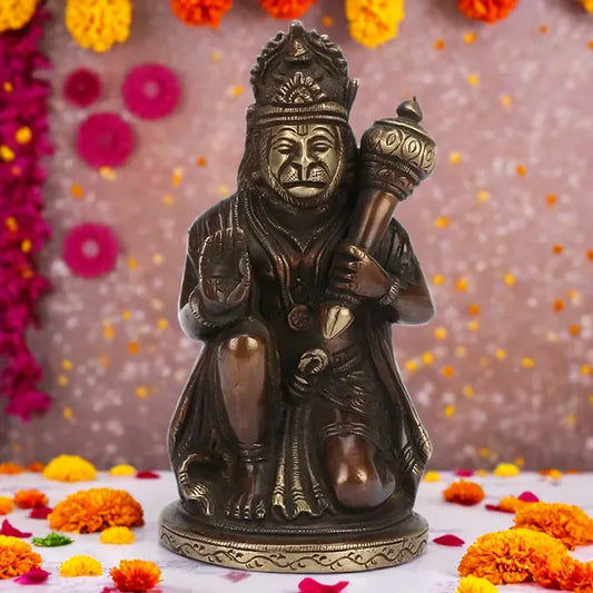 Brassaura™ Sacred Brass Hanuman Murti – Height 6.8 Inches & Weight 1 Kgs | Handcrafted Idol