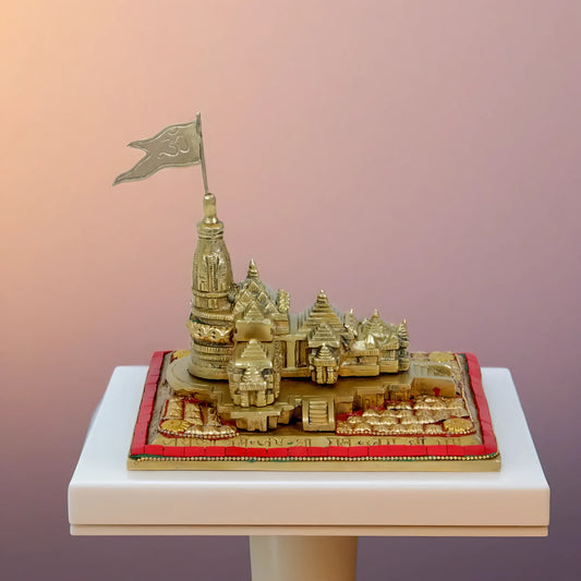 Brassaura™ Brass Gem Stone Work Ram Temple Idol – Height 8 Inches & Weight 2.75 Kgs | Artistic Brass Creation for Spiritual Interiors