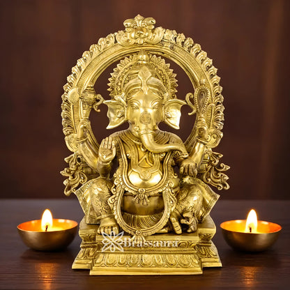 Brassaura™ Brass Ganesha Idol | Height 18 Inches & Weight 14.5 Kgs