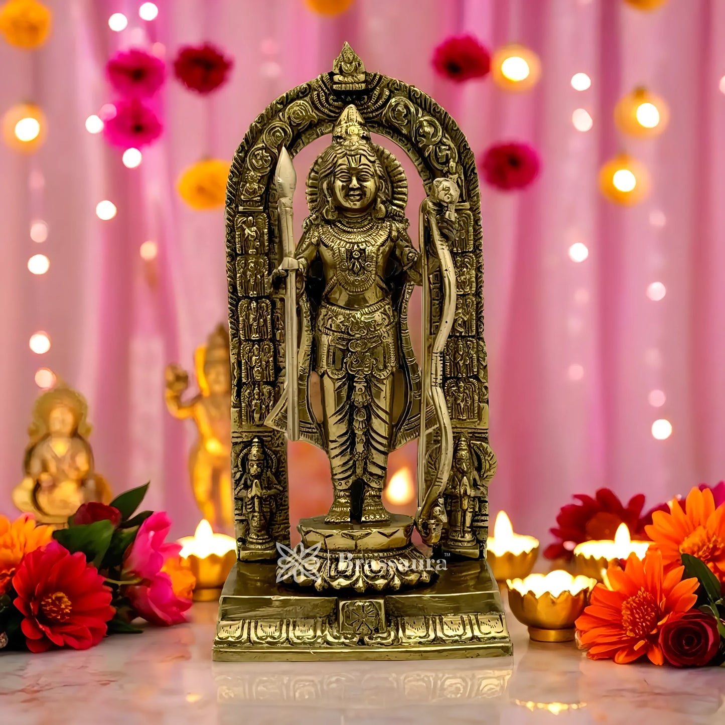 Brassaura™ Brass Ram Lalla – Height 9.6 Inches & Weight 2.5 Kgs | Home Temple & Spiritual Décor