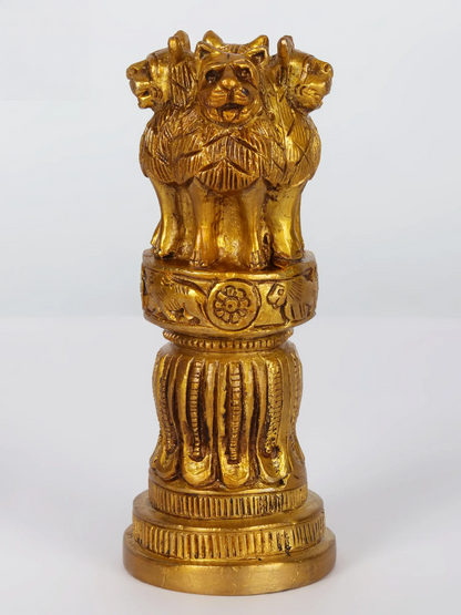 ब्रसौरा® ब्रास अशोक सिंह स्तंभ राजधानी मूर्तिकला | शुद्ध पीतल | ऊंचाई 6 इंच और वजन 0.98 किलोग्राम