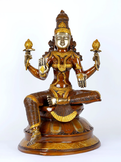 Brassaura® Large Brass Goddess Lakshmi Statue | 23.43 Inches | 25.57 kg