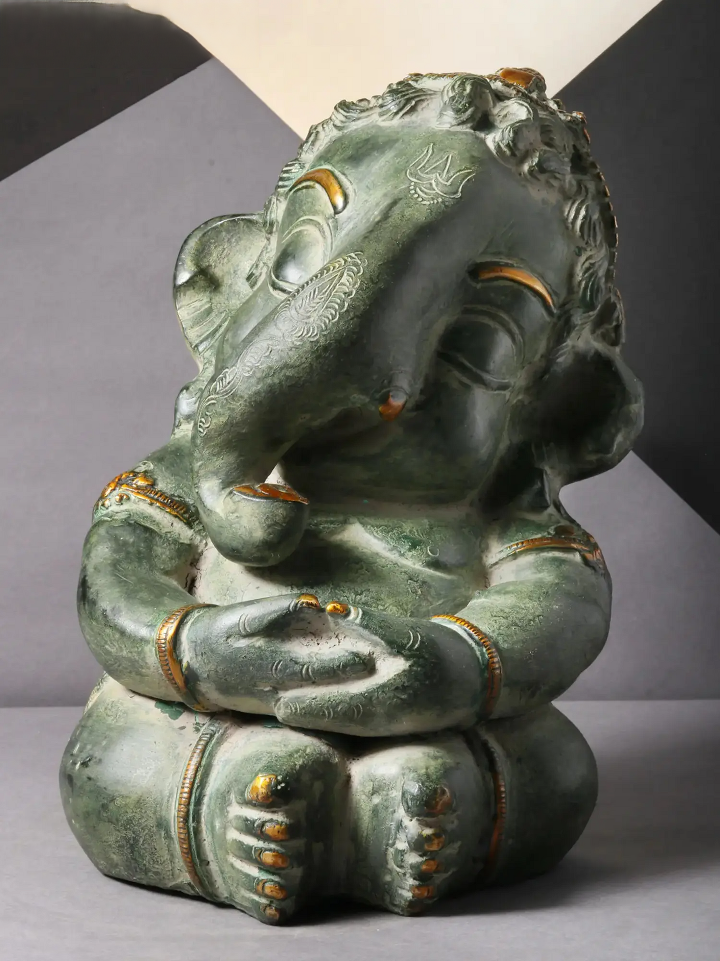 Brassaura™ Cute Baby Ganesha Brass Idol | Height 8 Inches & Weight 4.50 kgs
