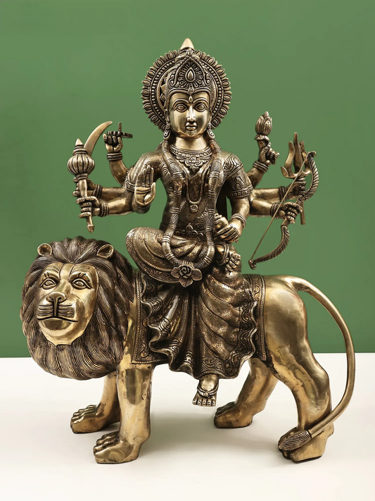 Brassaura® Brass Maa Durga Statue | Height 24.41 Inches & Weight 31 kg