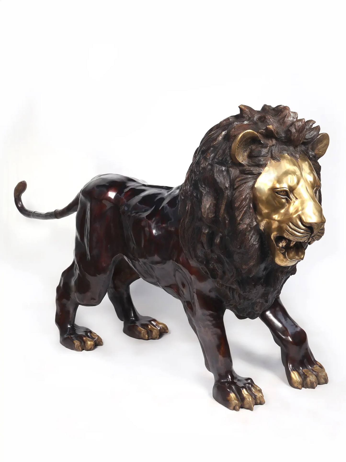 Brassaura® Majestic Lion Brass Sculpture | Pure Brass | Height 49 Inches & Weight 213.70 kgs