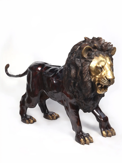 Brassaura® Majestic Lion Brass Sculpture | Pure Brass | Height 49 Inches & Weight 213.70 kgs