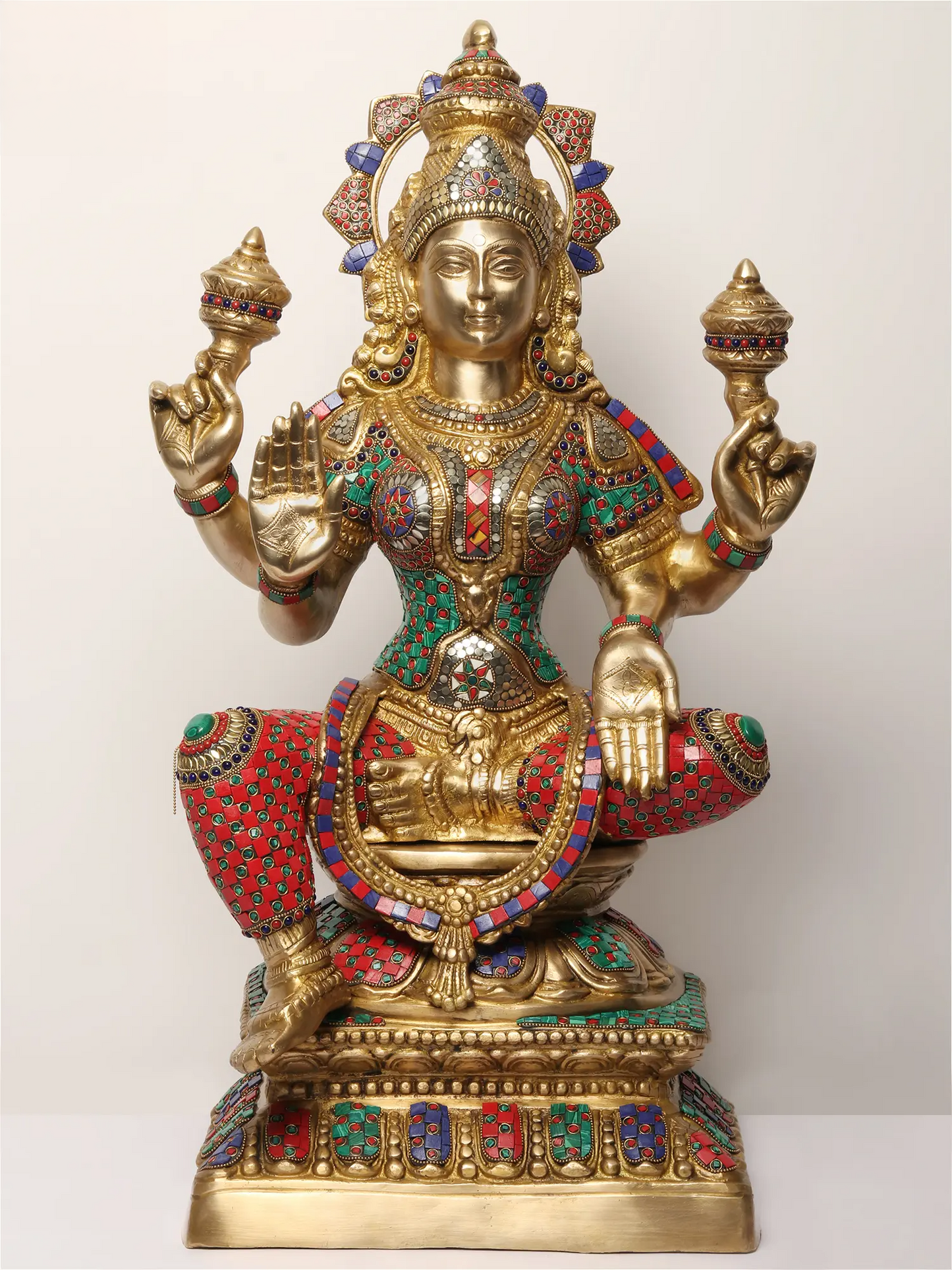 Brassaura® Brass Lakshmi Statue | Height 28.94 Inches & Weight 32.80 kg