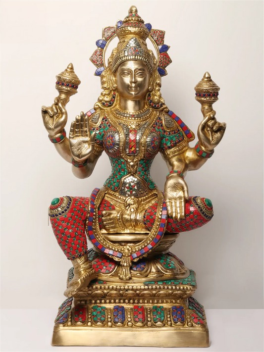 Brassaura® Brass Lakshmi Statue | Height 28.94 Inches & Weight 32.80 kg
