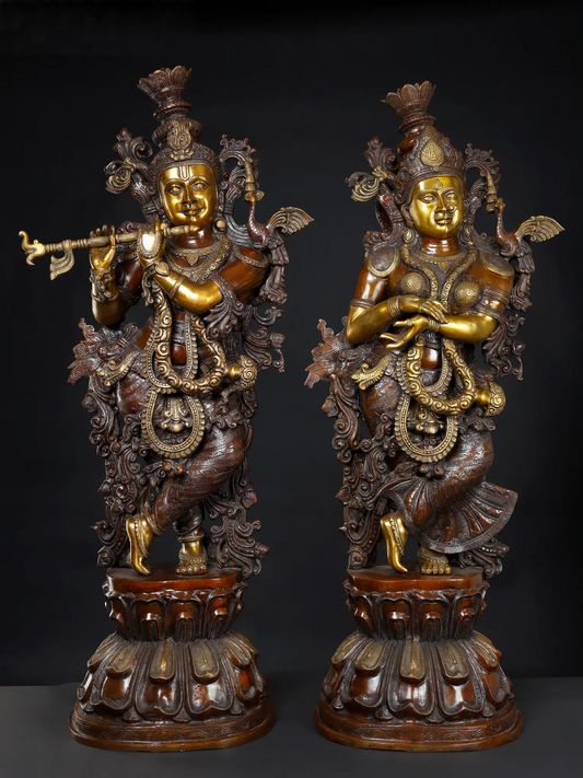 Brassaura® Brass Radha Krishna Statue | Height 47.05 Inches & Weight 110 kg