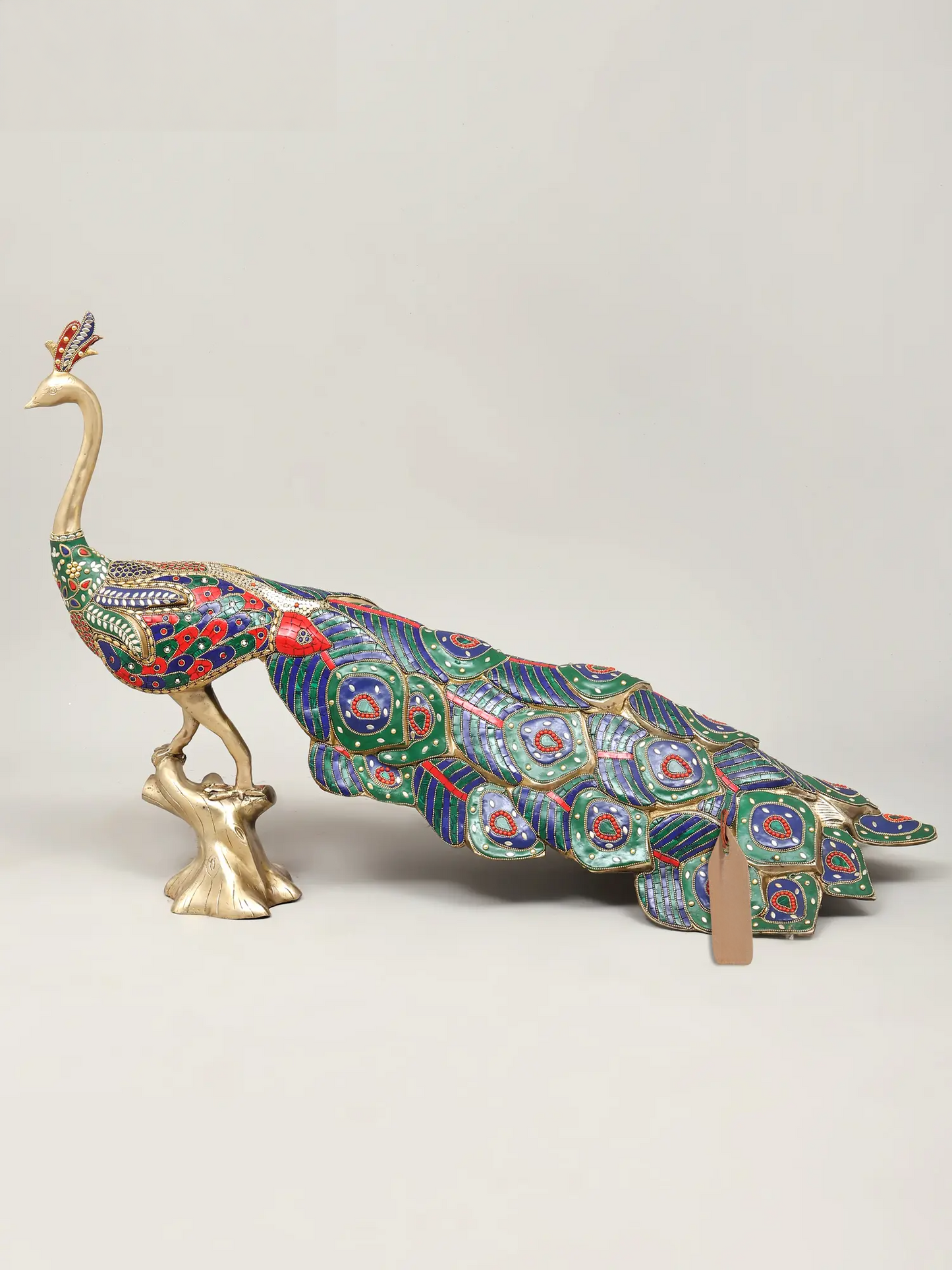 Brassaura® Peacock Brass Statue with Multicolor Inlay Work | Pure Brass | Height 24 Inches & Weight 24.60 kgs