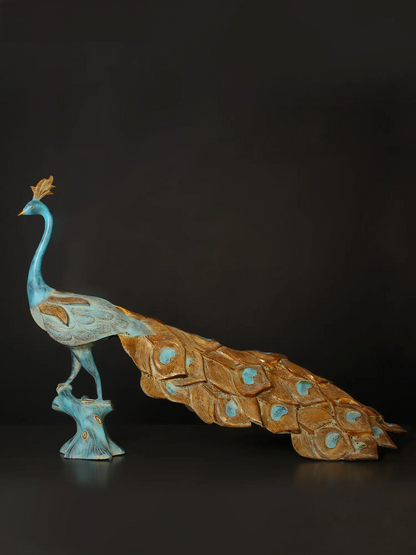 Brassaura® Decorative Brass Peacock Sculpture | Pure Brass | Height 25 Inches & Weight 23.50 kgs