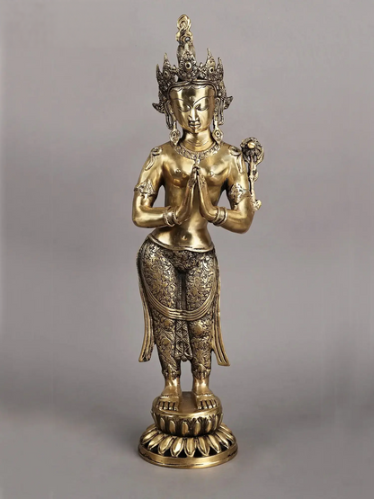 Brassaura® Brass Goddess Tara Statue | Height 30.5 Inches & Weight 8.50 kg