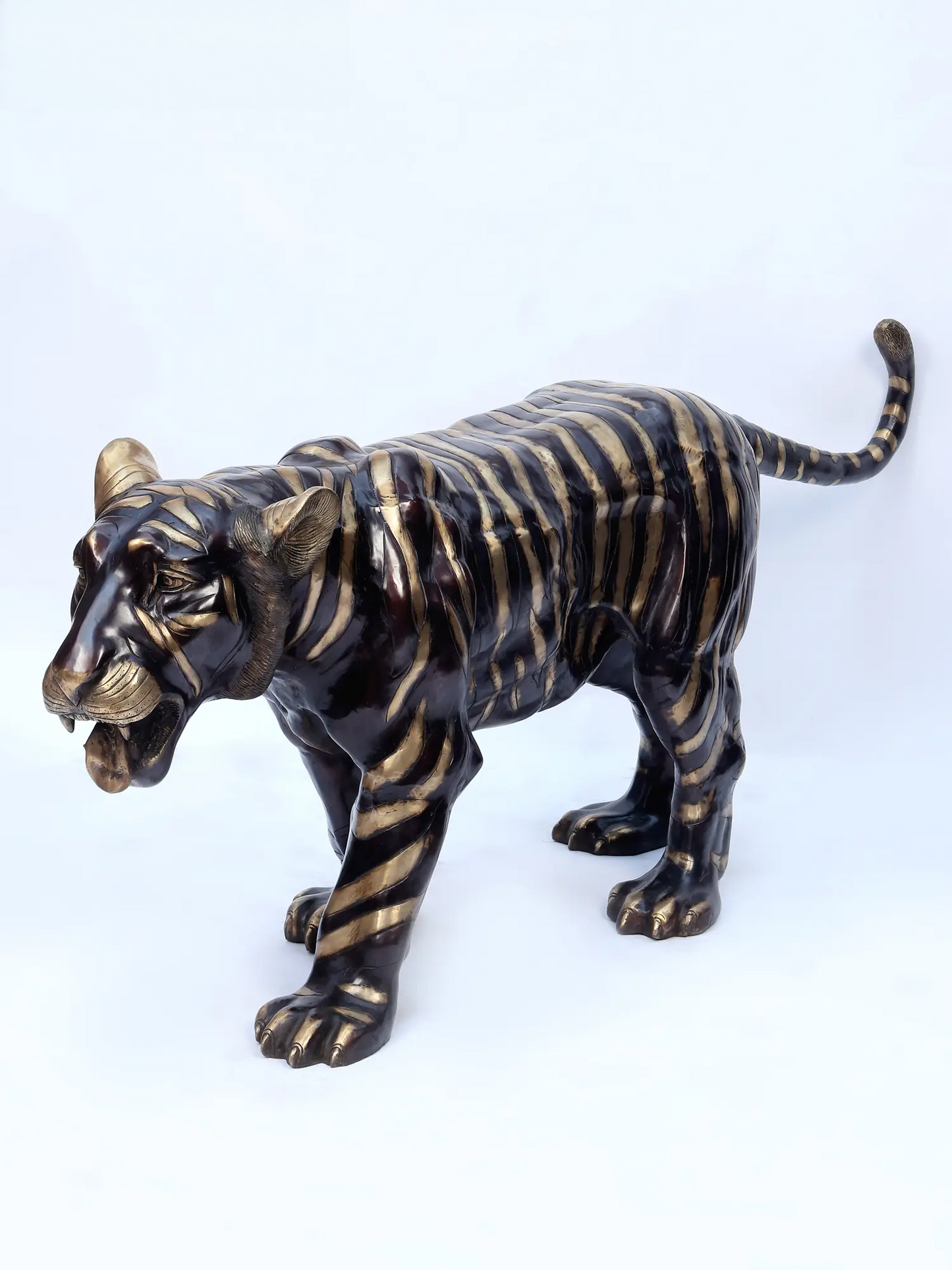 Brassaura® Walking Tiger Brass Sculpture | Pure Brass | Height 27.6 Inches & Weight 93.50 kgs