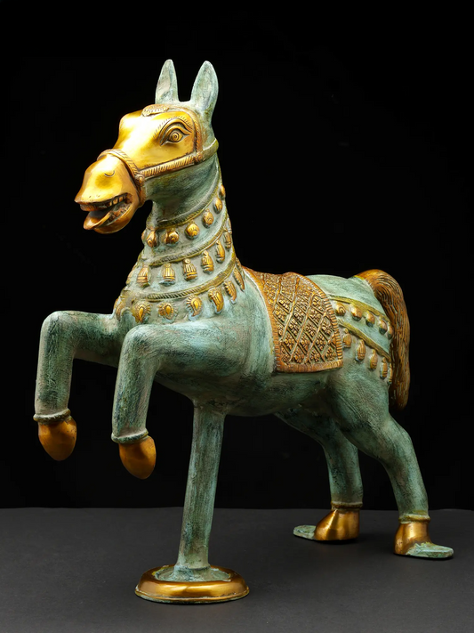 Brassaura® Brass Decorative Horse Sculpture | Pure Brass | Height 17.5 Inches & Weight 9.55 kgs