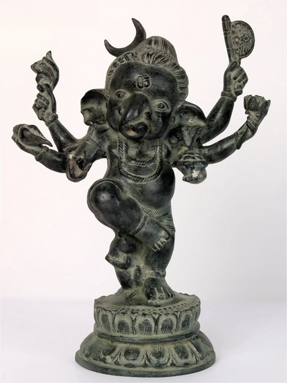 Brassaura™ Six-Armed Dancing Bal Ganesha Brass Idol | Height 15.5 Inches & Weight 8.70 kgs