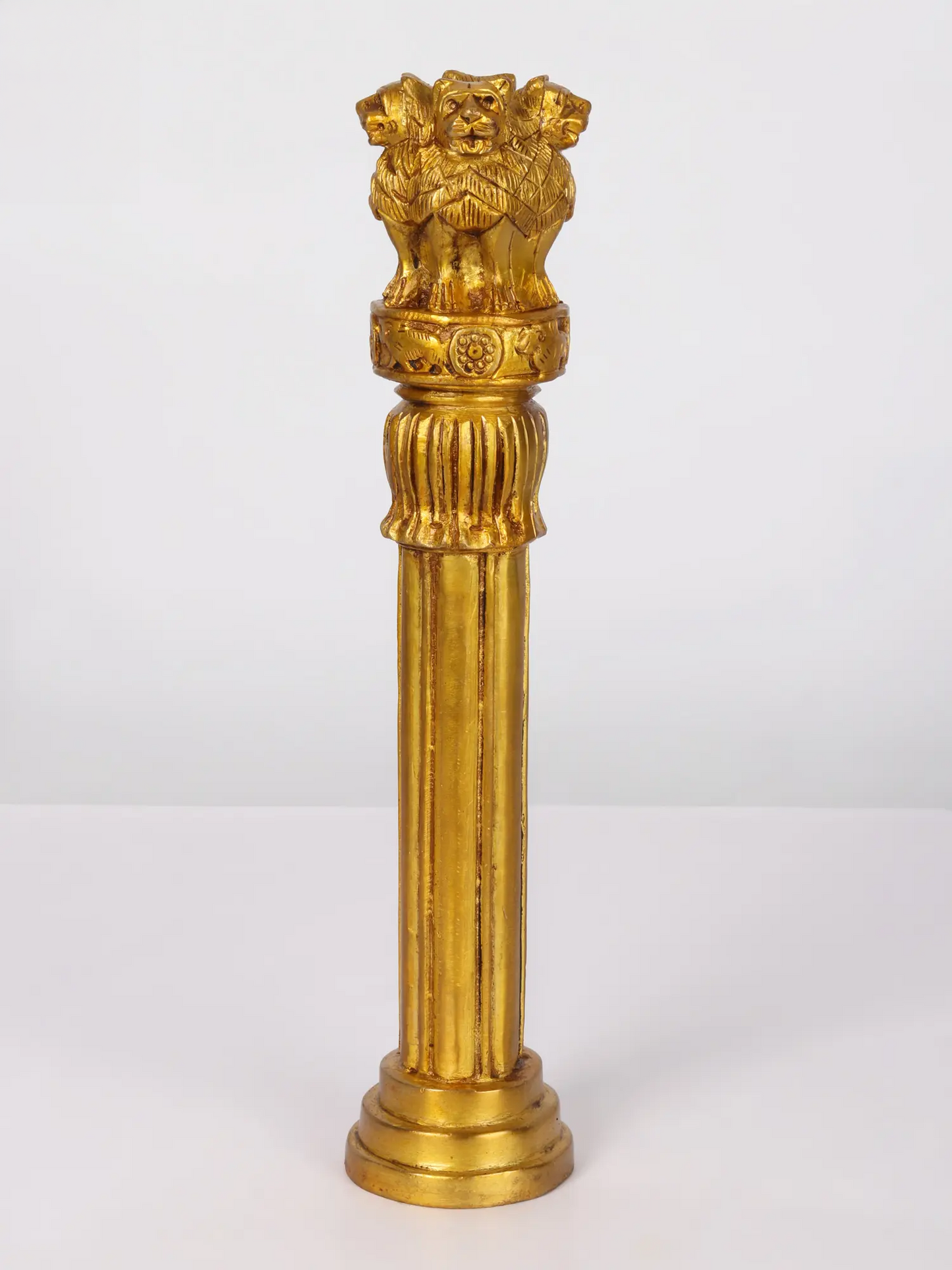 Brassaura® Brass Ashoka Lion Capital Decorative Pillar | Pure Brass | Height 12 Inches & Weight 1.70 kgs
