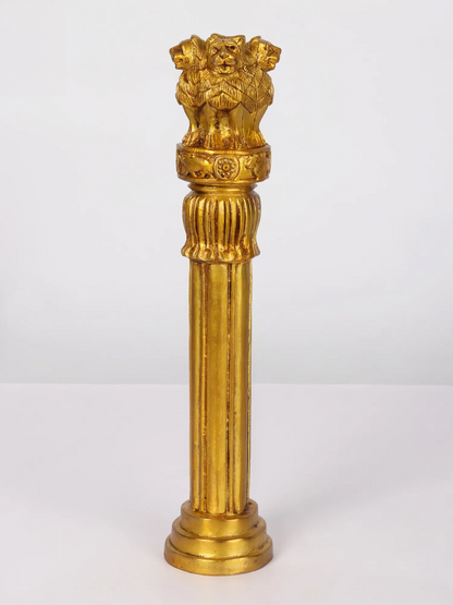 Brassaura® Brass Ashoka Lion Capital Decorative Pillar | Pure Brass | Height 12 Inches & Weight 1.70 kgs