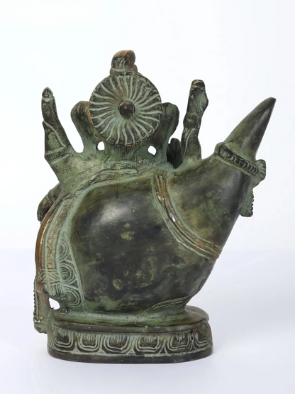 Brassaura™ Brass Lord Ganesha Idol with Decorative Backrest | Height 7 Inches & Weight 2.32 kgs